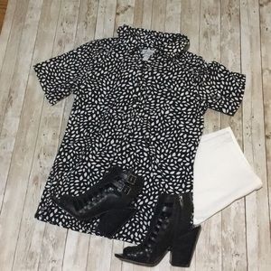 Denim co short sleeve polol blouse xxs